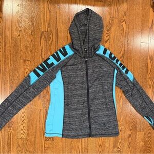 MIKK Athletic Zip Up Hoodie Jacket Women’s XL Tall Gray Blue